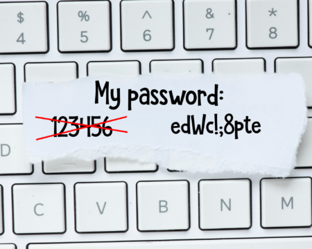 password displayed on sticky note on computer keyboard