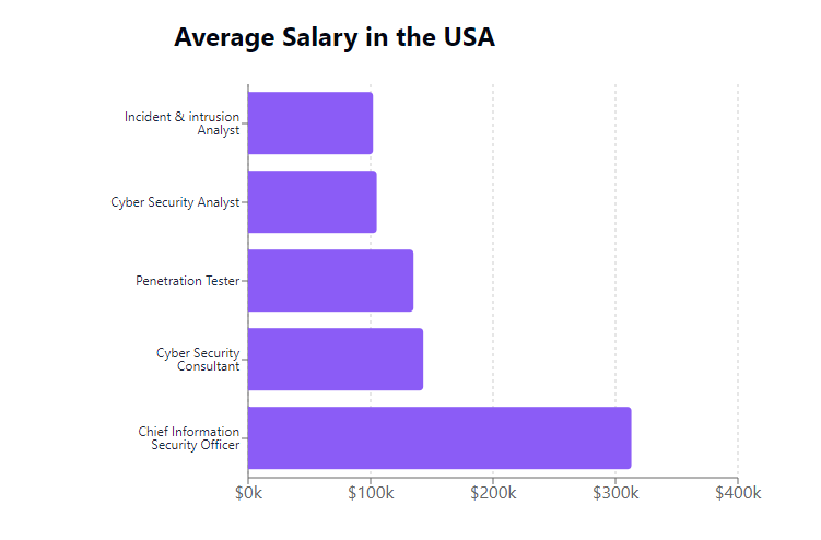 Average cyber salaries USA